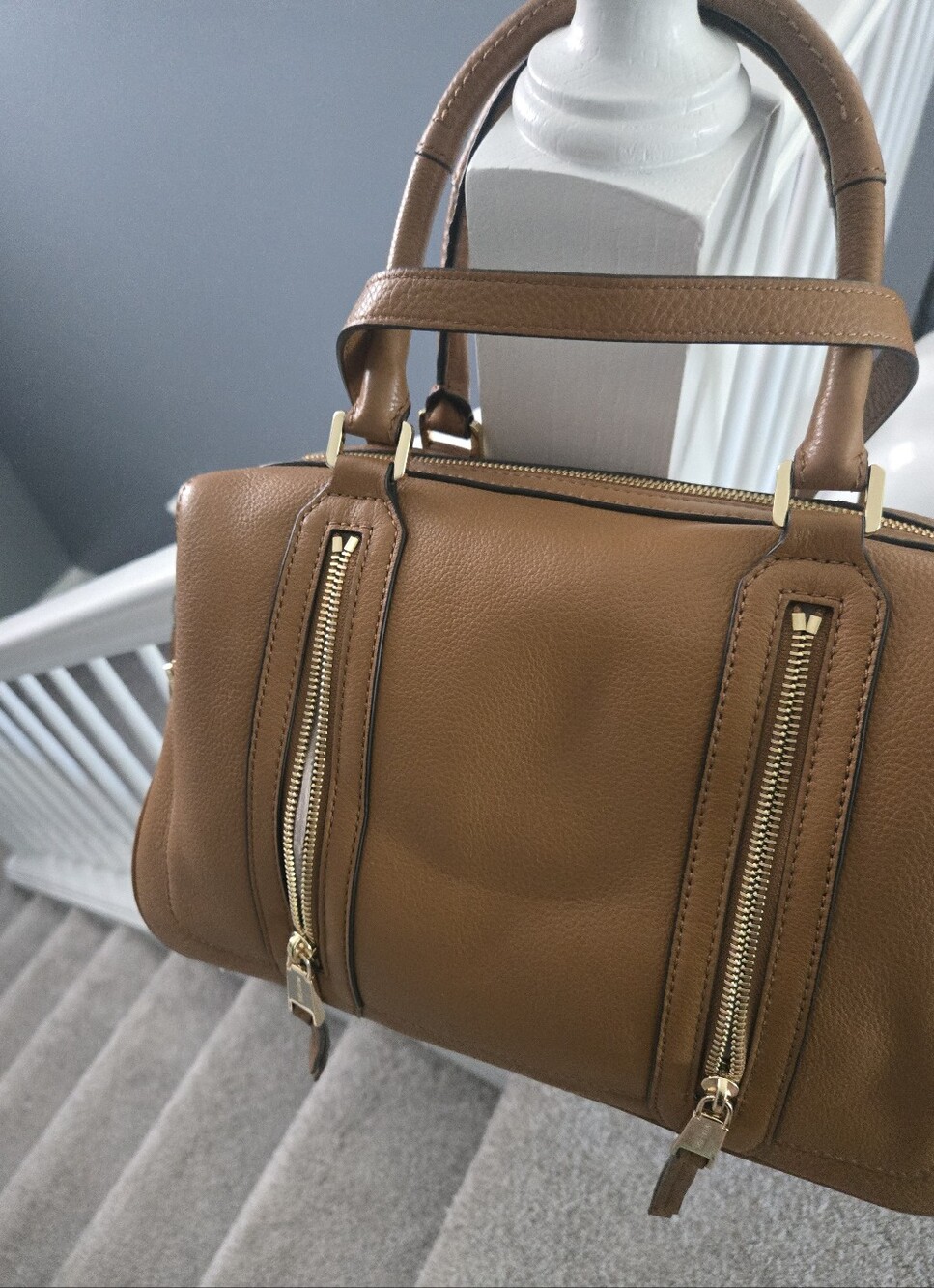 Michael Kors Brown Leather Satchel with Gold Hardware